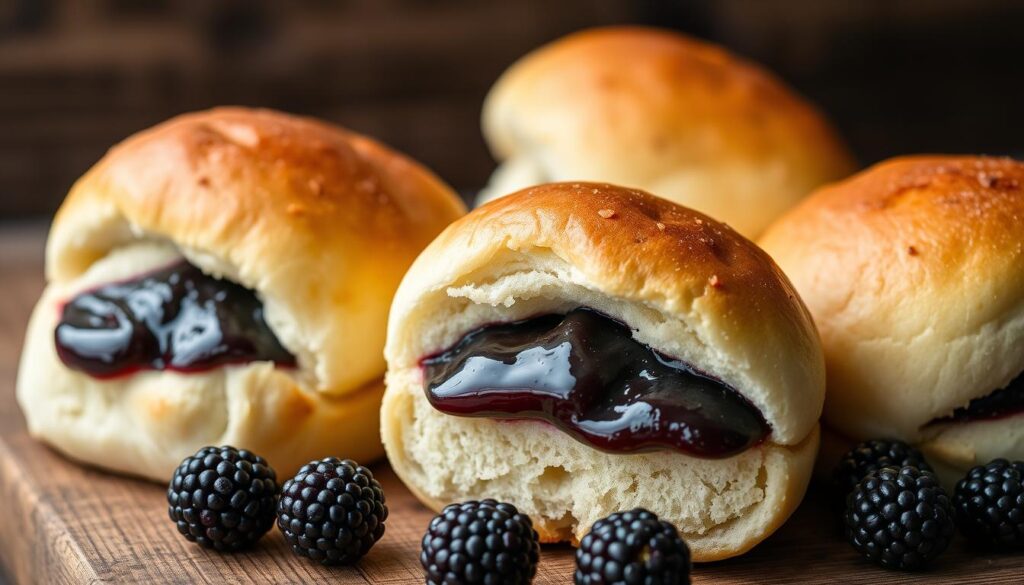 homemade blackberry jam buns