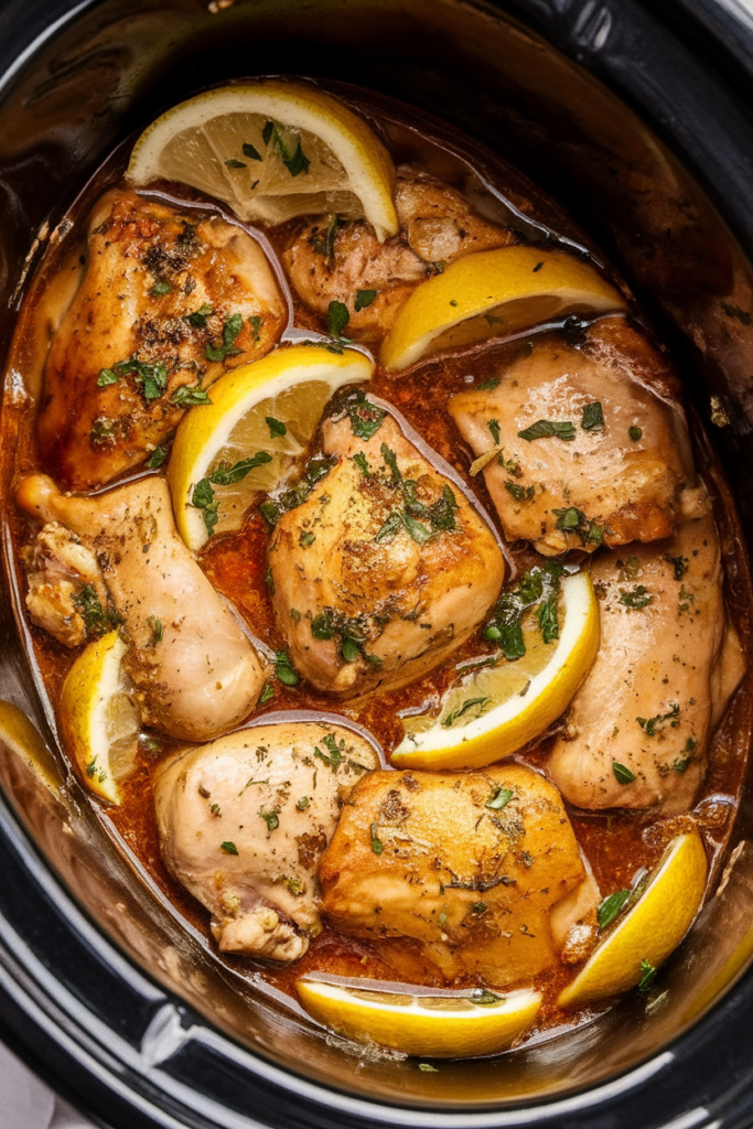 Discover my foolproof recipe for Crockpot Lemon Garlic Chicken Thighs that's bursting with Mediterranean flavors. A tender, juicy dinner that practically cooks