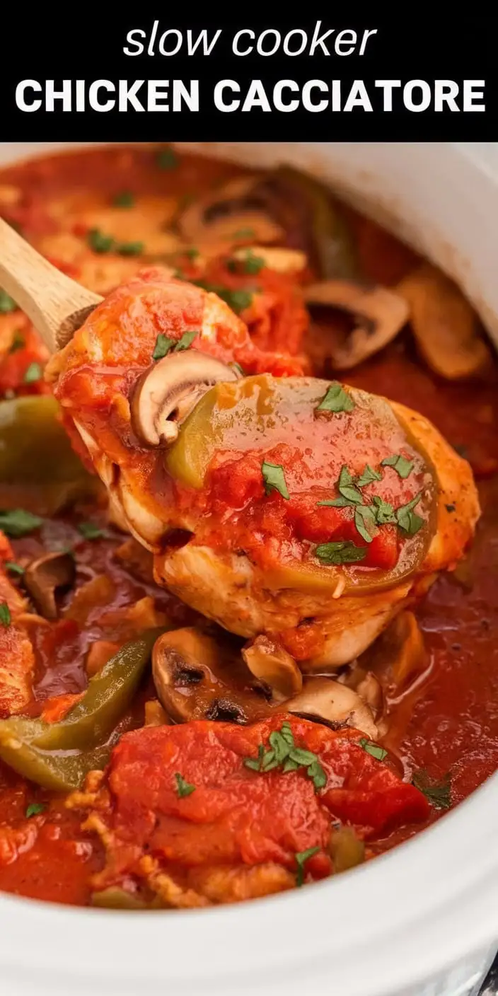 Discover my foolproof recipe for Slow Cooker Chicken Cacciatore that's packed with Italian flavors. Let your crockpot do the work while you enjoy this hearty