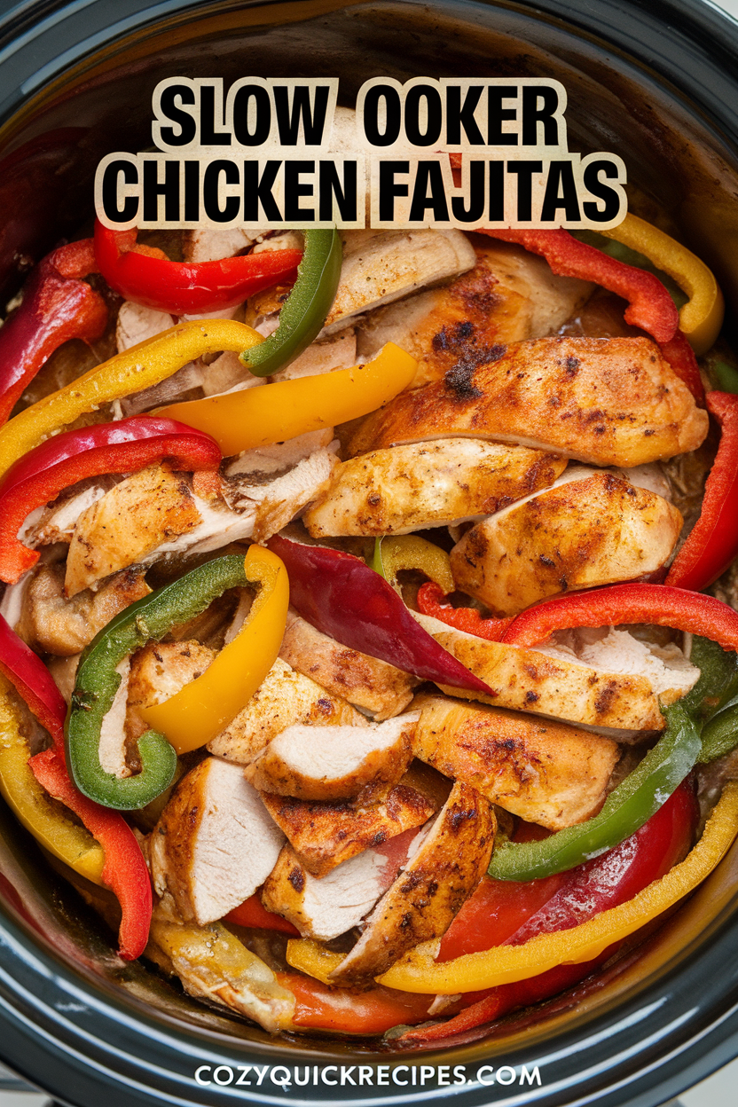 Discover my foolproof recipe for Slow Cooker Chicken Fajitas - tender, juicy chicken with colorful peppers and onions, perfectly seasoned